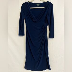 Long sleeve, v neck, faux wrap dress.  No tags but never worn.